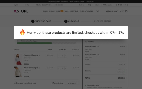 cart checkout countdown