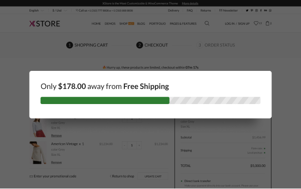 cart checkout progress bar