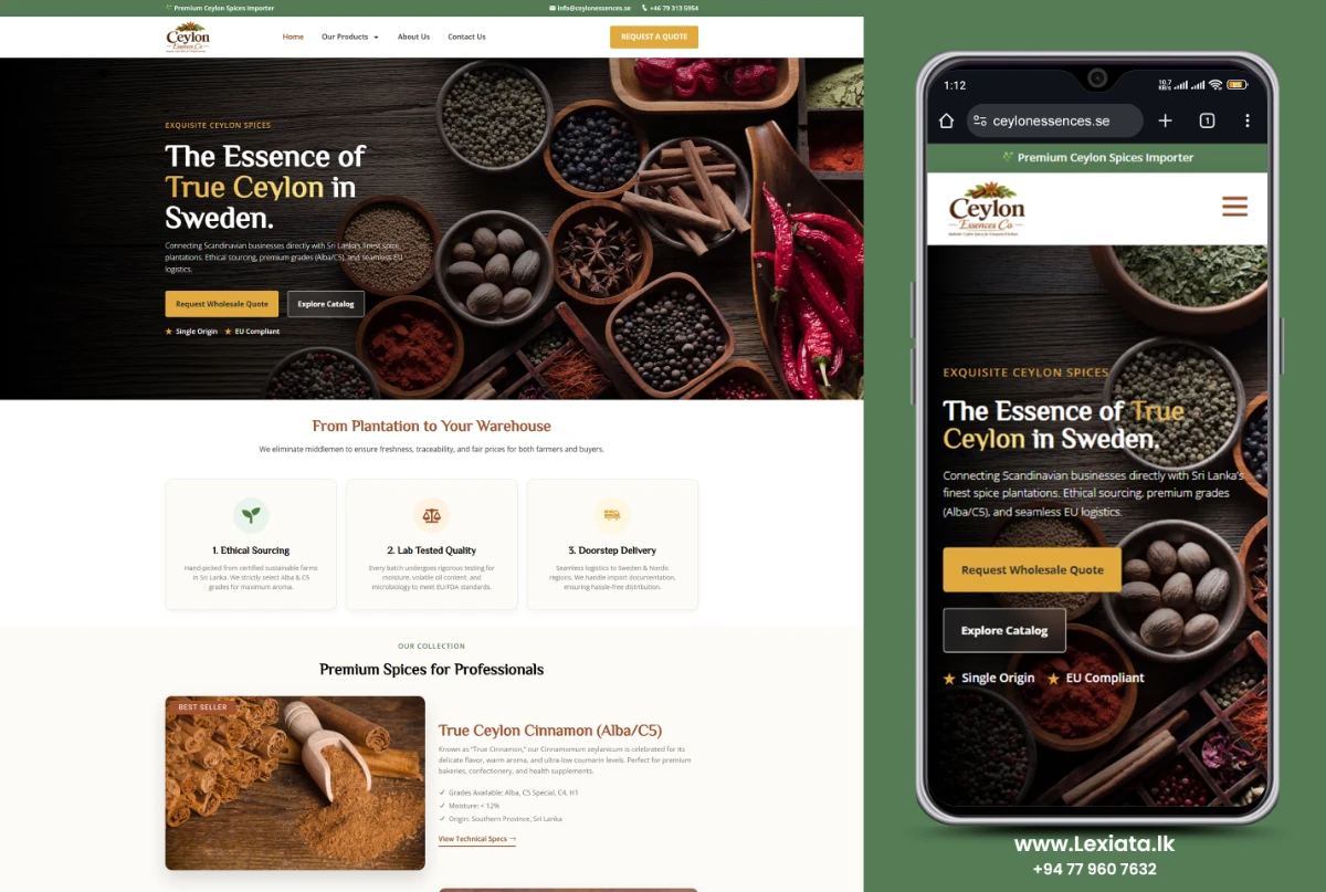 ceylonessences.se | Lexiata Web Design Sri Lanka - 2026