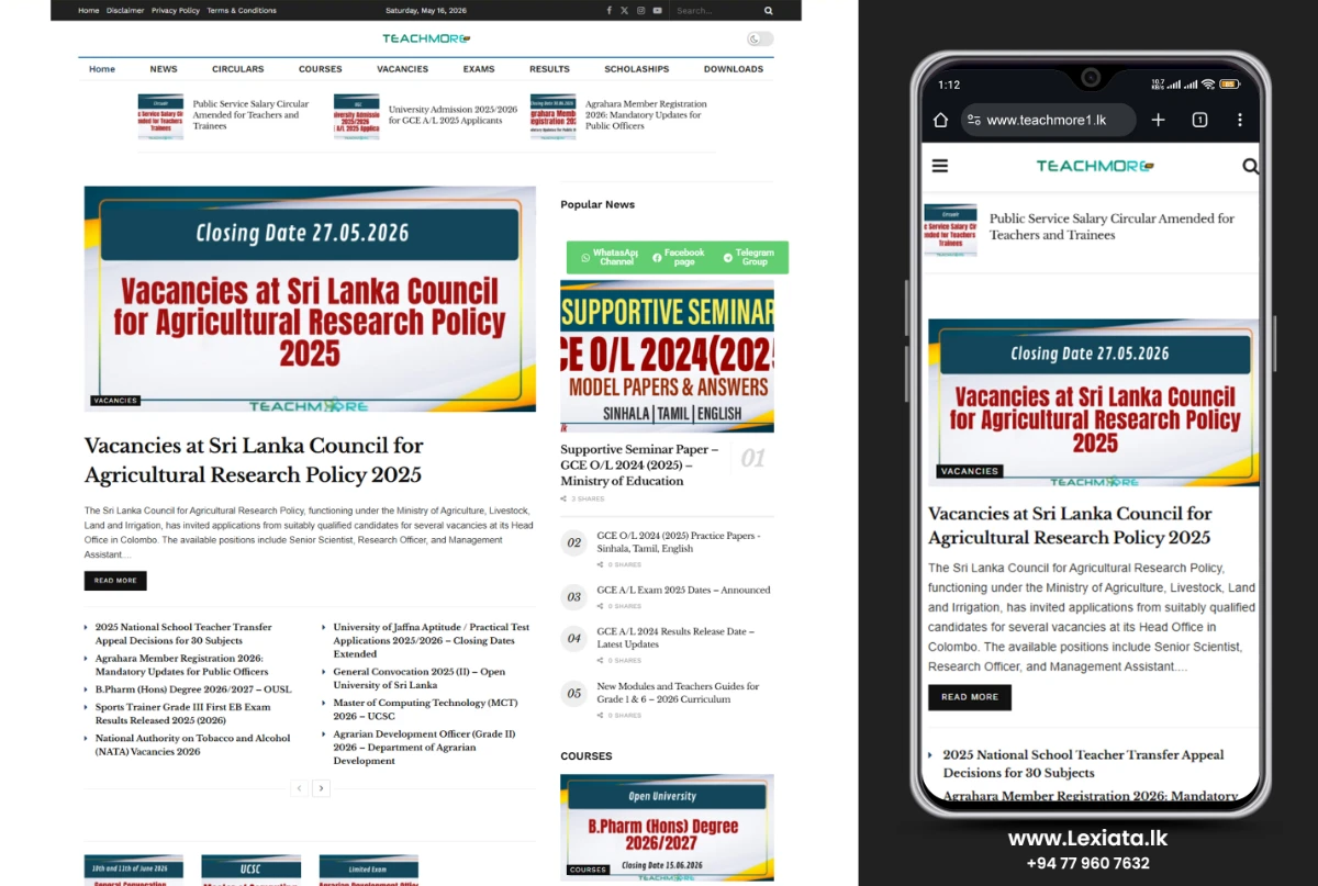 www.teachmore1.lk | Lexiata Web Design Sri Lanka - 2026